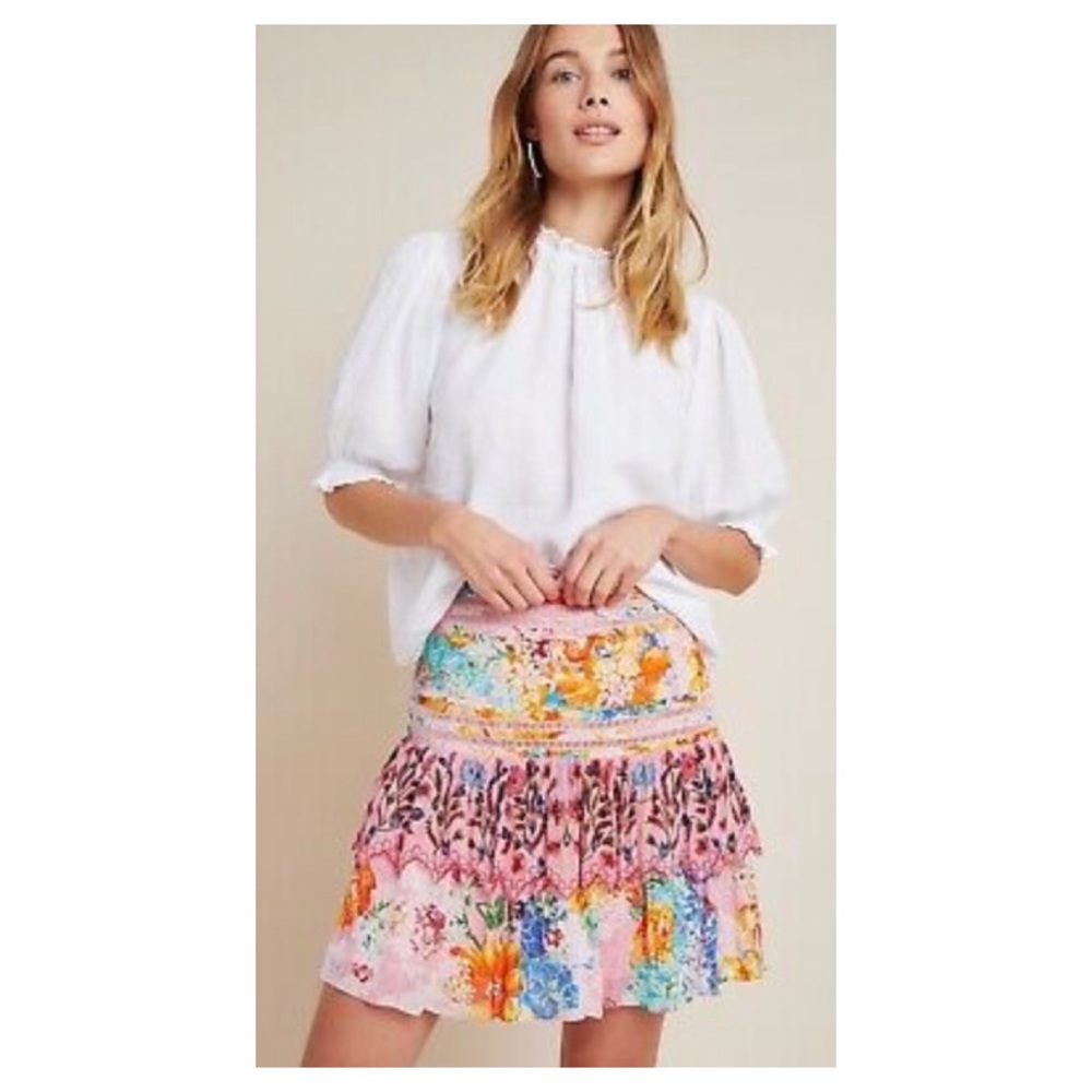 NWOT Anthropologie Bhanuni by Jyoti Pomelo Tiered Mini Skirt  SZ 4